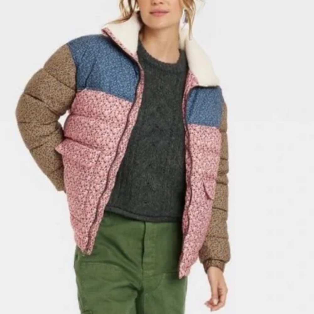 Universal Thread Patchwork Puffer Jacket